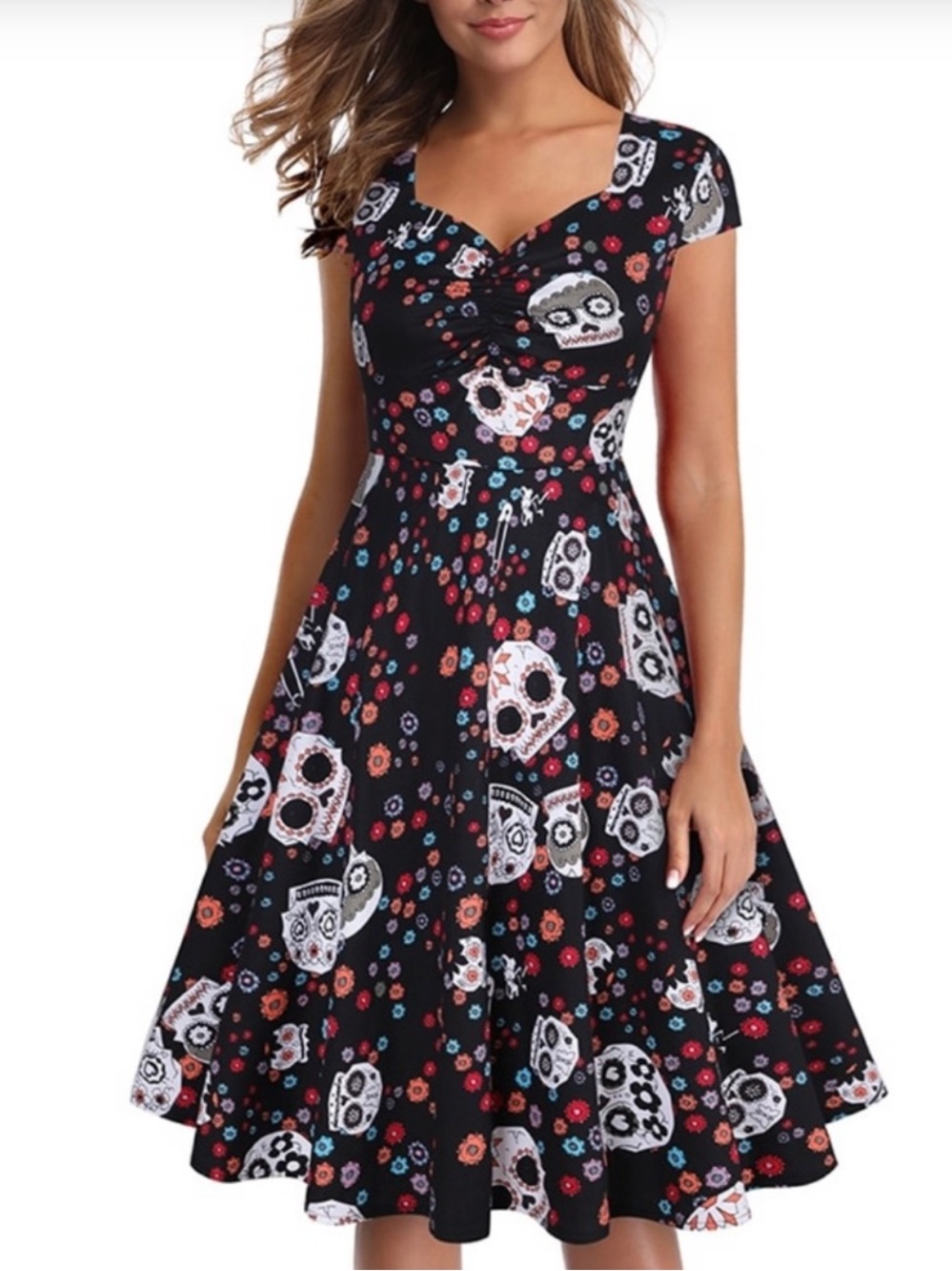 OTEN Sugar Skull Retro Rockabilly Dress